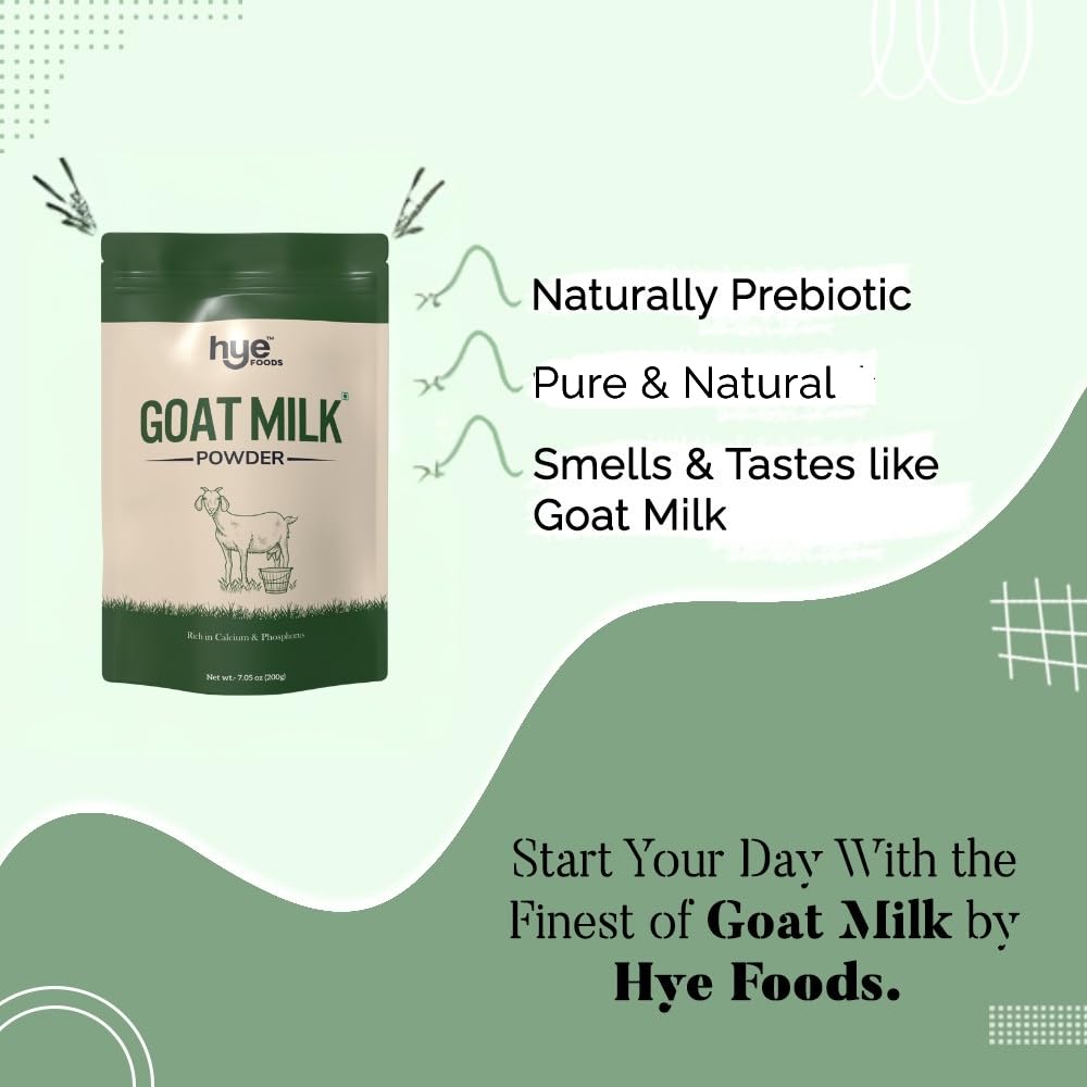 HYE Foods Goat Milk Powder 200g | Everyday Goat Milk | Rich in Vitamin A, B2 & Selenium | Rich in Calcium & Phosphorus for Bones | Easy to Digest & Great for DIY Skincare