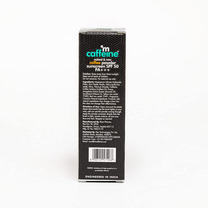 Caffeine skincare product packaging with text on a white background