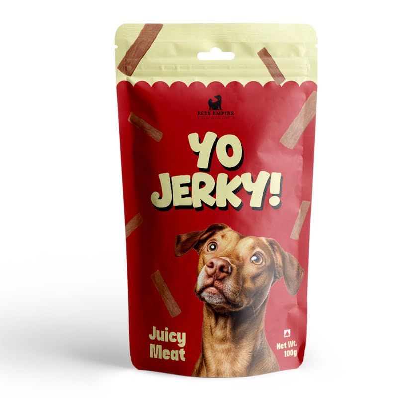 PETS EMPIRE Yo Jerky Juicy Meat Dog Treats, 100g | High Protein Soft Chew Snacks for Dogs | Made with Real Chicken & Sweet Potato | Grain-Free, HealthyR Eward for Puppies & Adult Dogs