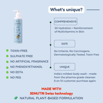 Little Rituals Baby Wash – Tear-Free Body & Hair Wash with HONEYSUCKLE, BASIL & MANDARIN | Gentle pH 5.5 Formula | Organic, Dermatologist-Tested, SWISS Technology (400ml)