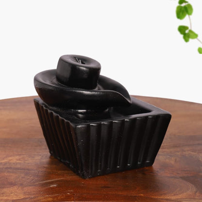 Black Shivling Idol Statue with 8 Incense Smoke Backflow Fountain Cone Incense Holder | for Table, Home Decorative Showpiece Item