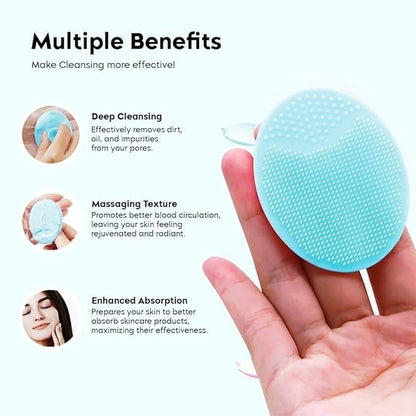 KROYWEN Soft Silicone Back Scrubber Long Handle Bath Brush + Body Scrubber Bath Brush + Scalp Massager for Hair + Face Scrubber Brush, Combination Combo, Super-Exfoliating & Lathering Body Scrubber, Shower Brush (7 Pcs Combo)