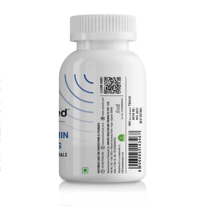 Unived Basics Multivitamin & Minerals Capsule for Men | 100% RDA of all Vitamins with Algae Calcium & Plant-Based Vitamin D3 plus Important Minerals | Complete formulation for Health & Wellbeing