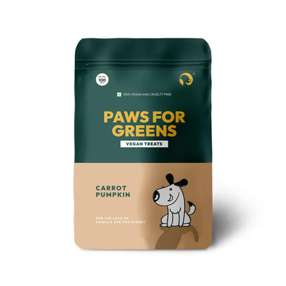 PAWS FOR GREENS Healthy Dog Treats, 100% Natural Plant-Based Dog Biscuits, Meat-Free Veg Snacks for Dogs & Puppies, Tasty & Crunchy Treats for All Breeds, 100g