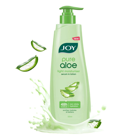 Joy Pure Aloe Light Moisturizing Body Lotion 500ml | 48Hr Moisture for Men & Women | Soothes, Hydrates & Freshens Dry Skin | Ideal for Winter | Lightweight, NonSticky & Non-Greasy | For All Skin Types