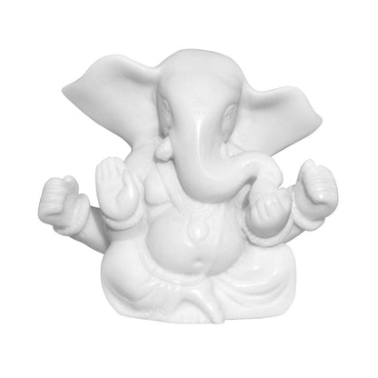 Paradise Handcrafted White Marble Lord Ganesha Idol, Natural Marble Ganesh Murti for Home Temple, Pooja Mandir, Office Desk, Home Décor & Auspicious Gift 2.75 Inch Height