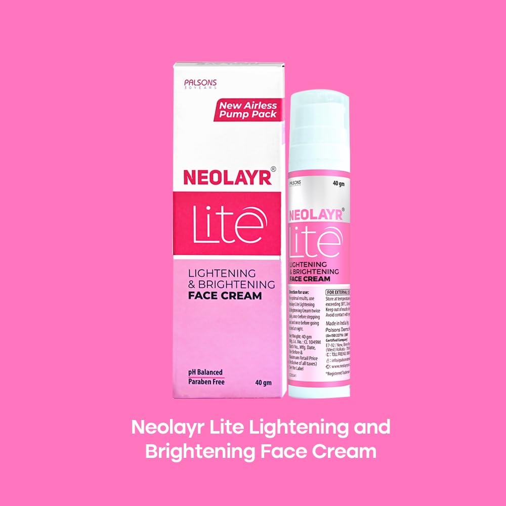 NEOLAYR Lite Face Cream | Fades Hyperpigmentation | Reduces appearance of Dark Spots | Evens Skin Tone I Daily Use for Both Men and Women | 40 GM