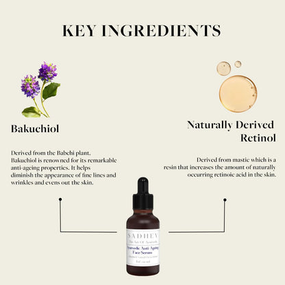 Sadhev Ayurvedic Anti-Ageing Face Serum With Goodness OF Bakuchiol And Naturally Derived Retinol for Reducing Wrinkles, Fine lines And Dark Spots