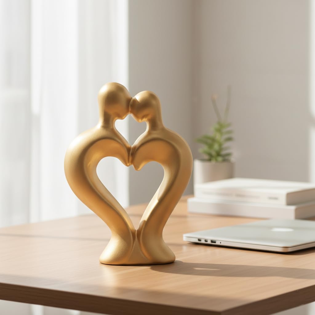 Love Couple Showpiece Gifts for Girlfriend Boyfriend, Heart Shape Couple Gift for Husband Wife, Home Decoration Items for Living Room, Anniversary Wedding Gifts, Valentine's Day Gifts