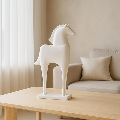 Elegant Horse Figurine | Modern Minimalist Home,Office Decor | Sleek Resin Sculpture | Contemporary Home Accent - White