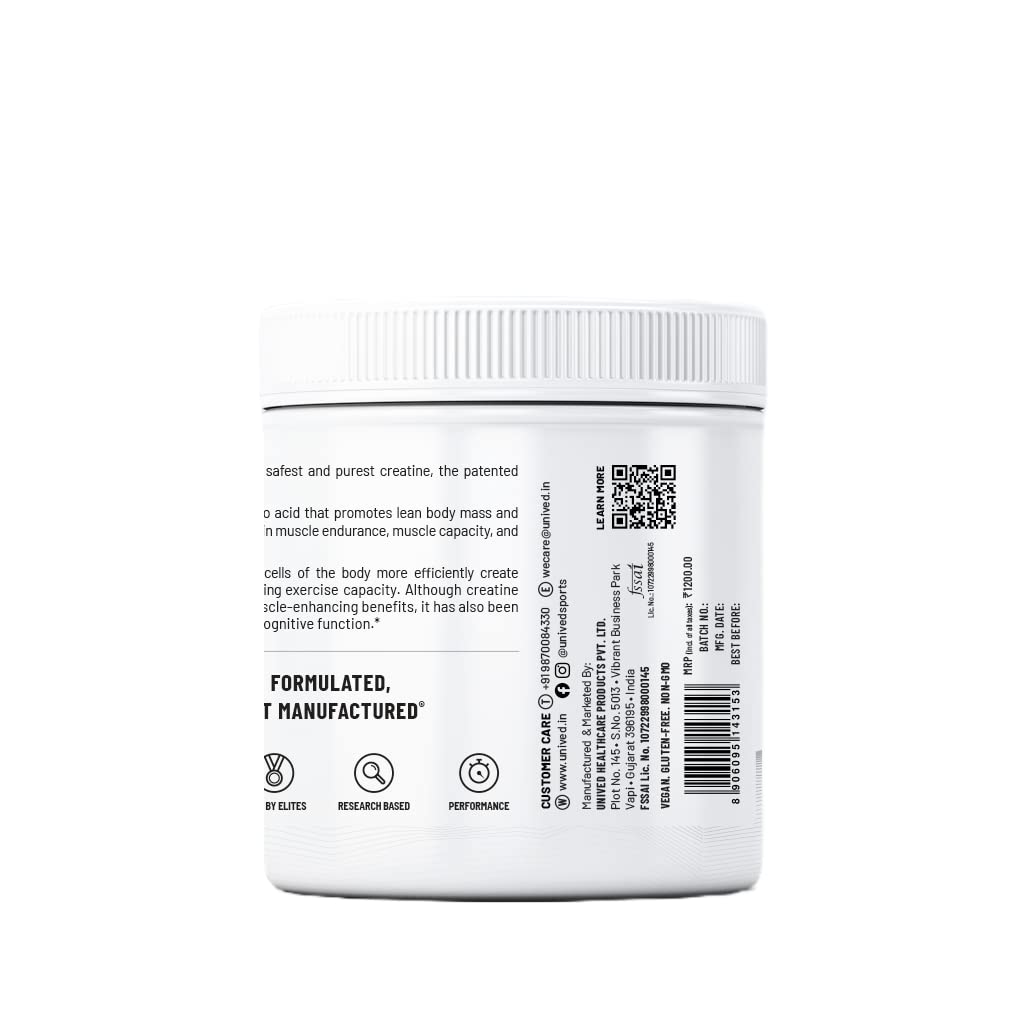Zephivo Unived Certified German Creapure | Micronised Creatine Monohydrate | Single Ingredient, Flavorless & Caffeine Free | 3g Per Serving. 83 servings, 250g Jar
