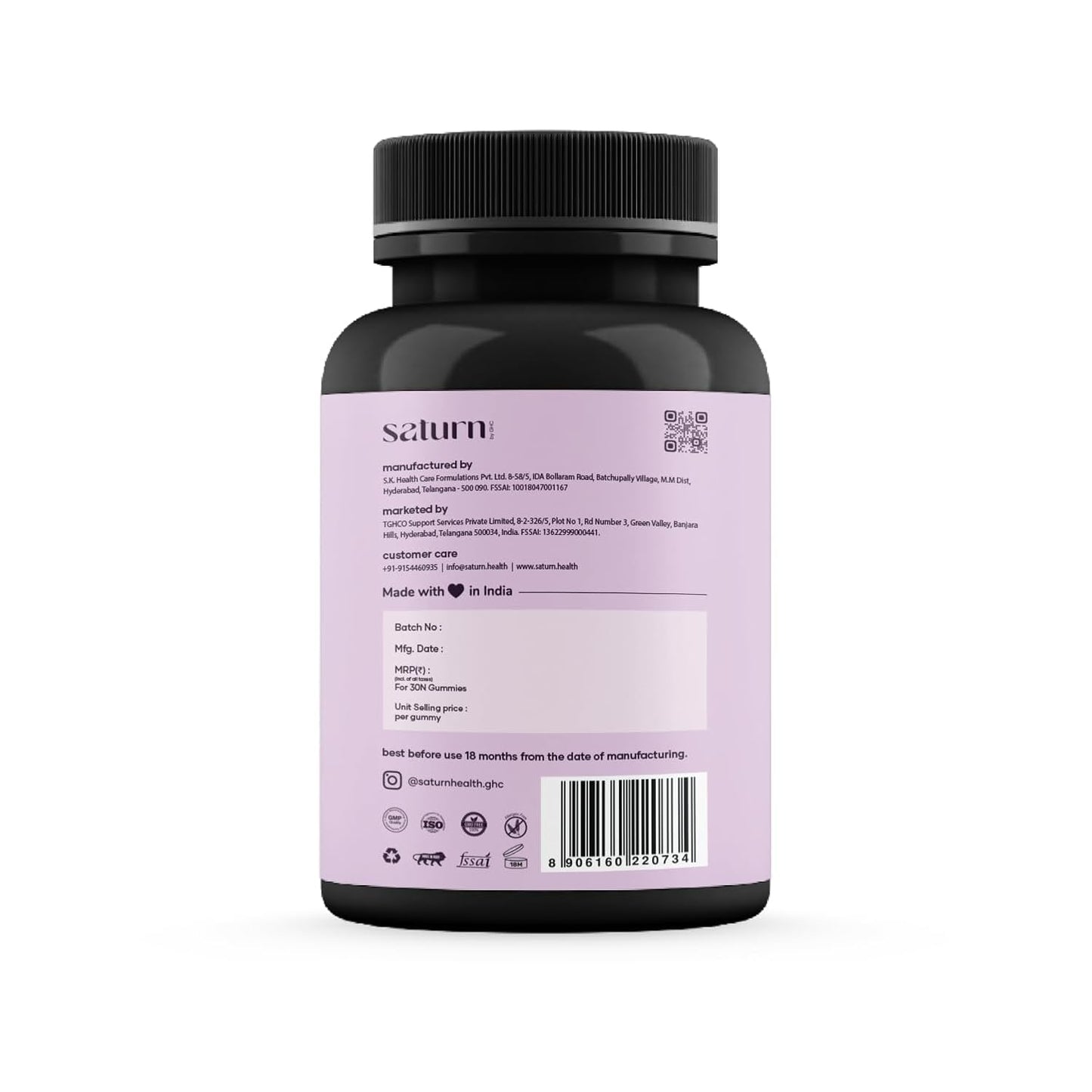 Saturn by GHC Multivitamin - 100% Vegan, 30 Gummies | Promotes Thick Hair & Restores Skin Glow Powered With Multivitamin, Biotin, Zinc & Folic Acid | Paraben, SLS-Free, Sulphate-Free