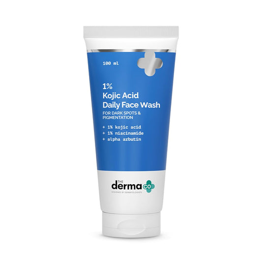 The Derma Co 1% Kojic Acid Face Wash | With Niacinamide & Alpha Arbutin | Reduces Dark Spots, Pigmentation & Blemishes | Cleanses & Brightens Skin | Non-Drying Formula | For All Skin Types | 100 ml