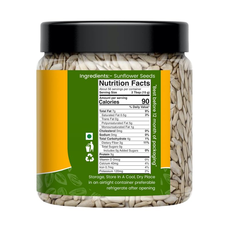 DRY AMRIT Sunflower Seeds - Healthy Snack | Raw Seeds for Eating | Fibre Rich Seeds | Raw seeds | Weight management
