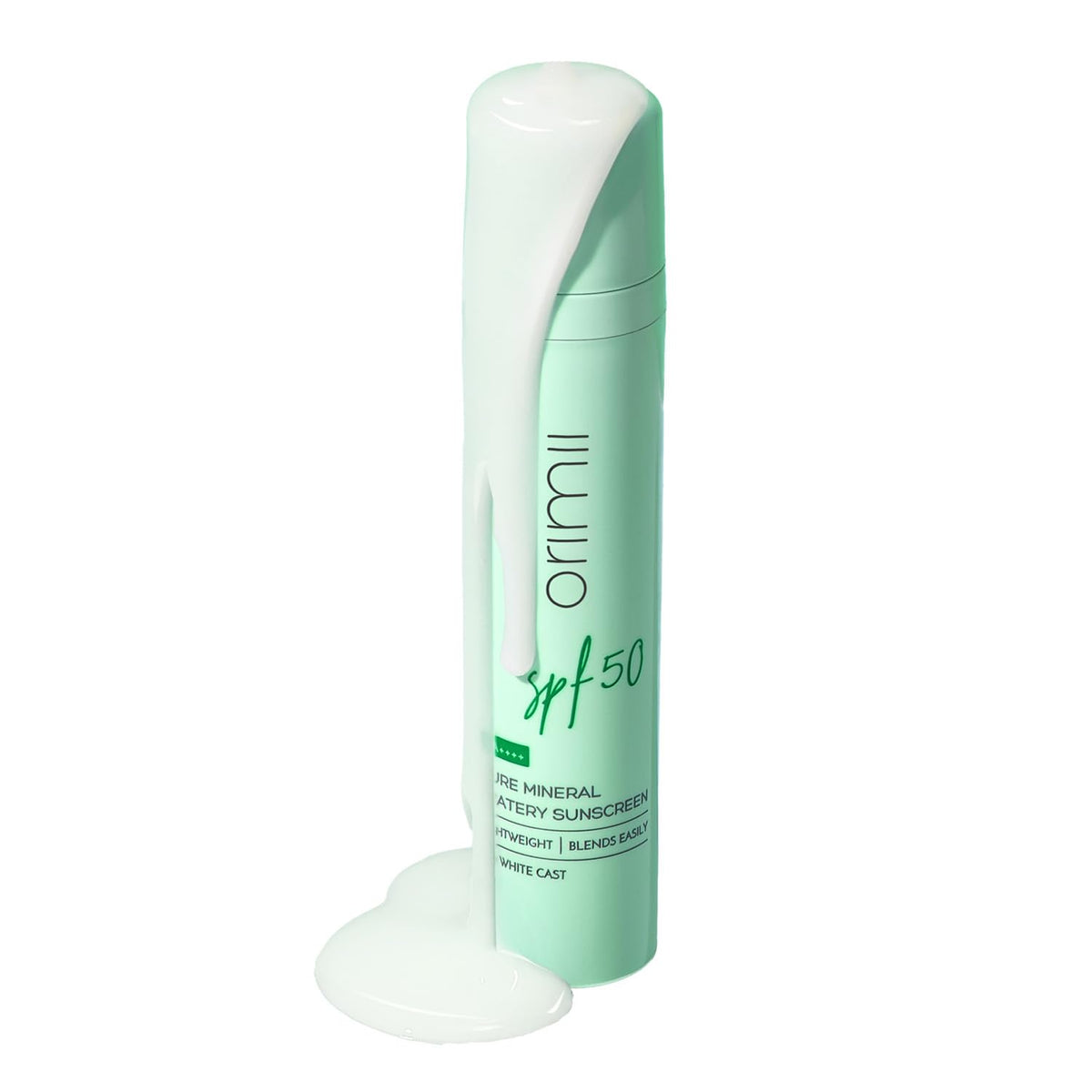 Orimii 100% Pure Mineral Fluid Sunscreen SPF 50| Super Lightweight, Zero White Cast & Blends Easily on Skin | With Zinc Oxide & Hyaluronic Acid | Fragrance Free, Non Comedogenic & Pregnancy Safe 50ml