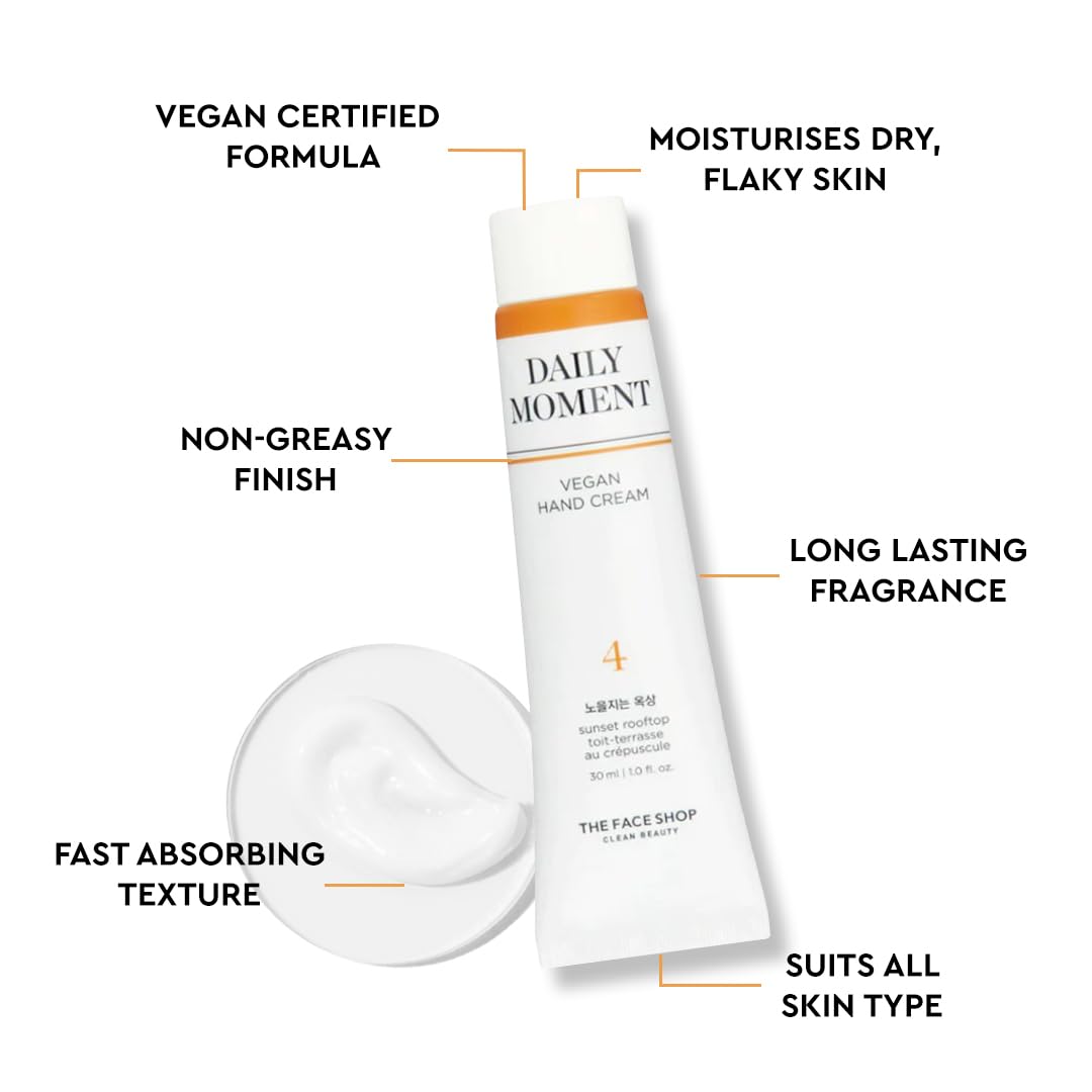 Hand cream with text highlighting its features on a white background