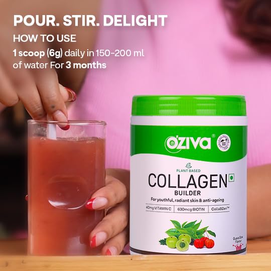 OZiva Vegan Collagen with Biotin & Vitamin C For Brighter & Youthful Skin|Collagen Supplement For Women & Men|Plant Based Collagen Powder| Vegan (Pack of 1),1 count,200 grams