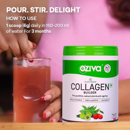 OZiva Vegan Collagen with Biotin & Vitamin C For Brighter & Youthful Skin|Collagen Supplement For Women & Men|Plant Based Collagen Powder| Vegan (Pack of 1),1 count,200 grams