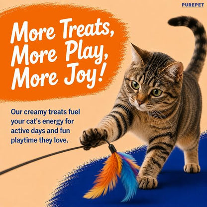 Purepet Creamy Lickable Cat Treats 360g (15g x 24) | Real Chicken | High Protein | Taurine for Heart & Vision | Supports Hydration | Ideal for Training | for Kittens & Adult Cats
