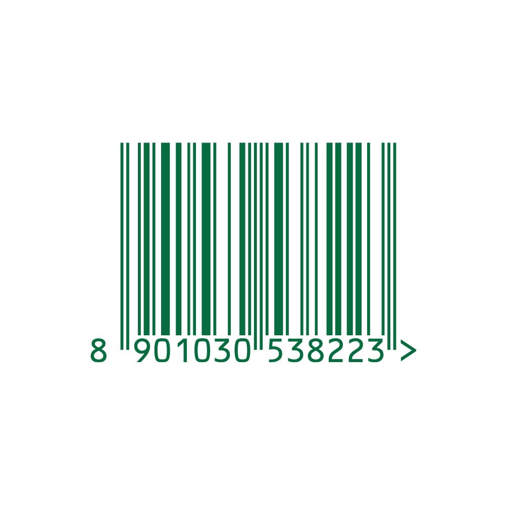 Green barcode with numbers on a white background