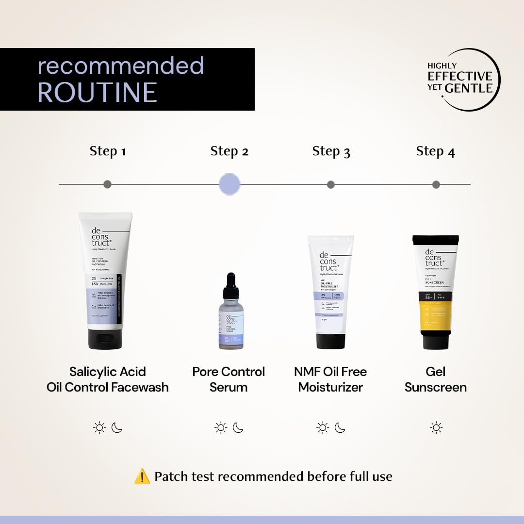 Deconstruct Pore Control Face Serum |2% Salicylic Acid 3% Niacinamide Serum For Acne, Acne Marks, Open Pores & Blackheads | Controls Oil | Beginner Friendly | 30ml