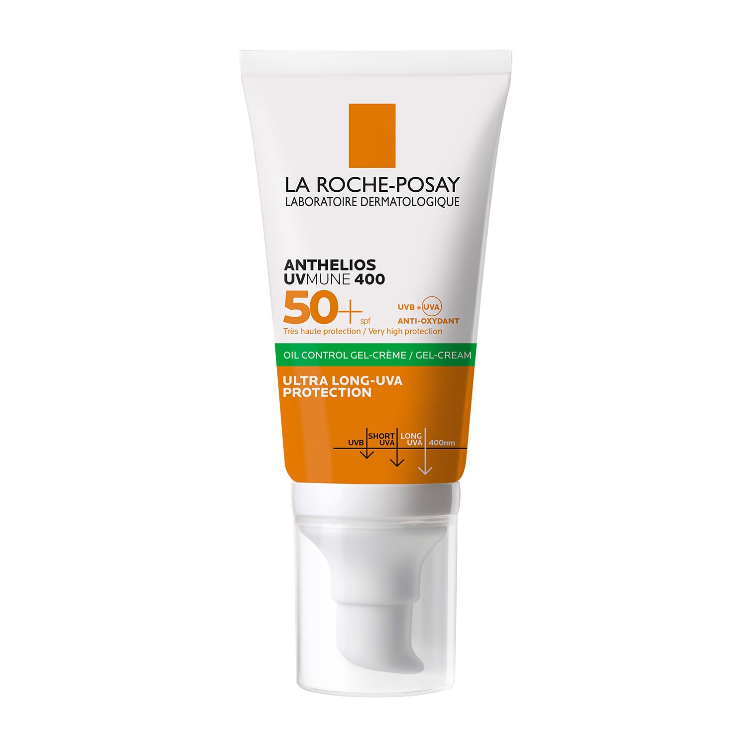 La Roche-Posay sunscreen cream tube on a white background