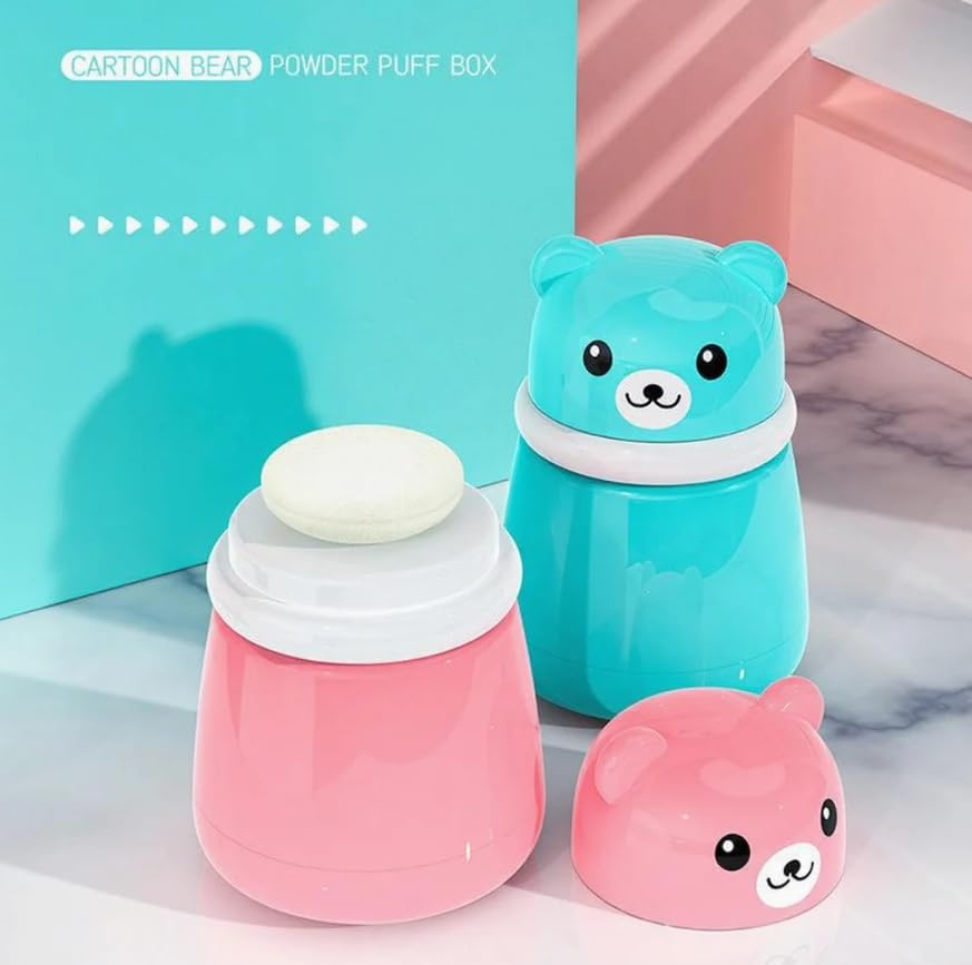 Mini Baby The Baby Store Portable Baby Skin Care Baby Powder Puff With Box Holder Container For New Born & Kids For Baby Face & Body (PINK)