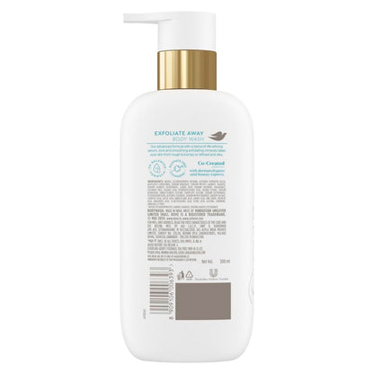 DOVE Exfoliate Away Serum Body Wash, 300 ml, for Refined and Silky Skin, with 4% Refining Serum + AHA, Dermatologist Co-Created, Paraben & SLS Free