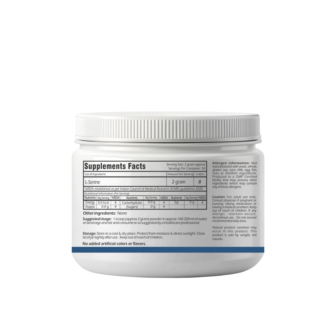 Trexgenics L-SERINE USP grade Pure Powder 50 servings of 2 gram (100 gram)