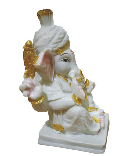 Ganesha Ganesh Ganpati Gajanan Statue Idol Murti Gift Item Decorative Showpiece Multicolor Polyresin Pack of 1 (B006)