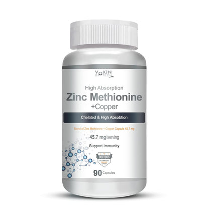 Vokin Health Zinc Methionine + Copper supplement bottle on a white background