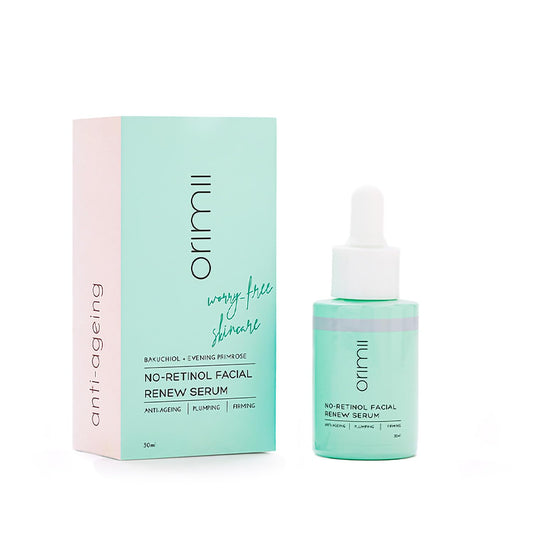 Orimii No Retinol Face Serum with 1% Bakuchiol | Anti Ageing Bakuchi Oil Serum to Reduce Fine Lines, Wrinkles & Pigmentation; Boosts Collagen | Natural Alternate to Retinol | Fragrance Free, Pregnancy Safe (30ml)