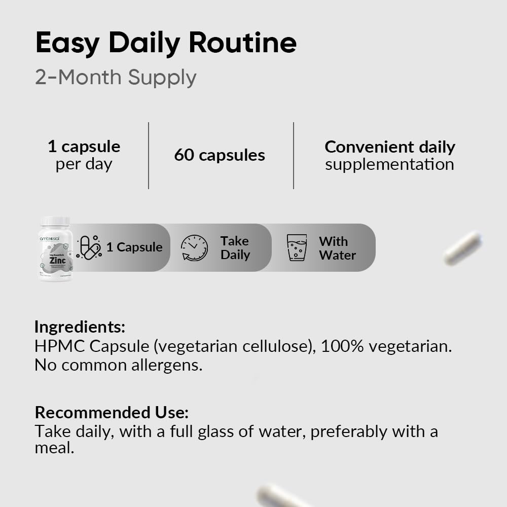 Supplement packaging with daily routine instructions and ingredients list on a light gray background