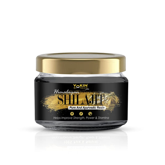 Jar of Yokin Tech Himalayan Shilajit on a white background
