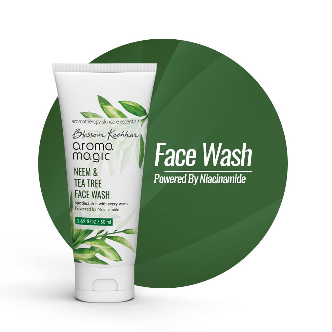 Aroma Magic Neem & Tea Tree Face Pack- 5% Niacinamide, Lemon Extracts & Essential Oils of Lavender | Prevents Acne/Pimple, Black heads, Tightens Pores | For Oily/Acne Prone Skin, 100g (Pack of 1)