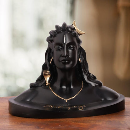 Black & Gold Plated Lord Adiyogi Shiva Idol Statue | Showpiece for Car Dashboard, Table, Return Gifting Item