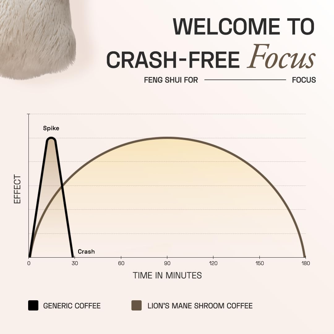 Ace Blend Lions Mane Shroom Coffee (5 Serves) | 500mg Lion's Mane Extract | KSM-66 Ashwagandha | L-Theanine & MCT Powder | Focus | Memory | Cognitive Support | Instant Coffee | Medium Roast Blend