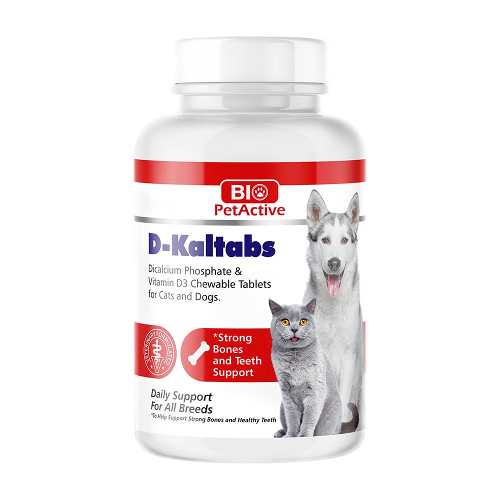Bio PetActive D-Kaltabs Dicalcium Phospate & Vitamin D3 Chewable Tablets for Cats & Dogs Helps in Strong Bone & Teeth Support(30 Tablets)