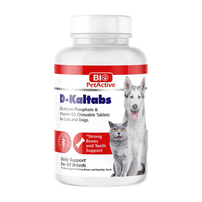 Bio PetActive D-Kaltabs Dicalcium Phospate & Vitamin D3 Chewable Tablets for Cats & Dogs Helps in Strong Bone & Teeth Support(30 Tablets)