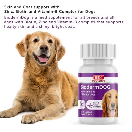 Bio PetActive Biodermdog Biotin and Zinc Tablet for Dogs 0,5 g 75 Tablets Helps in Support Gut Health & Maintain Healthy Skin Condition