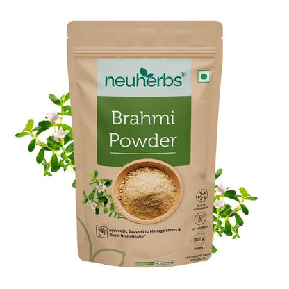 Neuherbs Brahmi Powder - 100g For Men & Women | Ayurvedic Care To Manage Stress & Boost Brain Health | Rich in Antioxident | 100% Pure & Natural | No Added Preservatives