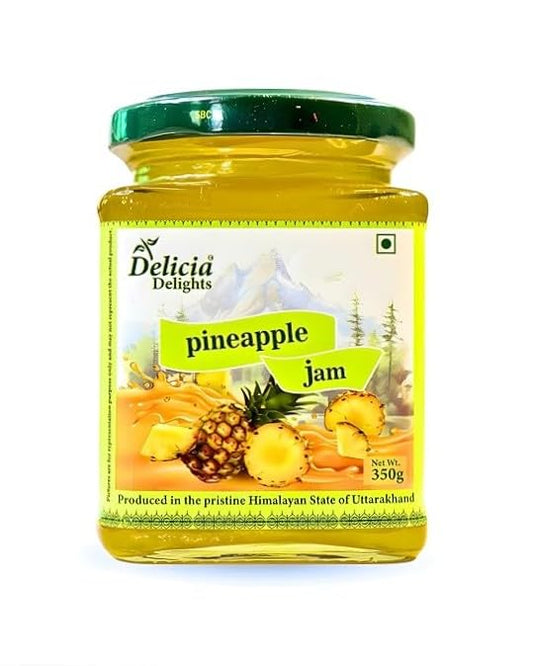 Delicia Delights Pineapple Jam – 350g | Made with Real Pineapples | Natural Fruit Spread | Produced in the Pristine Himalayan State of Uttarakhand