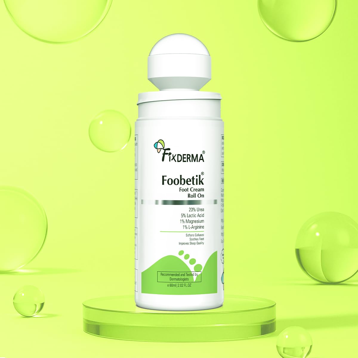 Fixderma Foobetik 30 Sec Pedicure Combo for Dry & Cracked Feet | Foot Scrub Spray + 20% Urea Foot Roll On | Removes Dead Skin & Calluses | Repairs Cracked Heels & Deeply Moisturizes Feet | 110ml