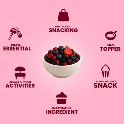 Livyor 5 in 1 Berry Mix for eating - 200g | Good Source of Fibre | Dried Cranberries | Black Raisins | Cherries | Blueberries | Strawberries | Berry Blast | Berries dry fruits | Berries fresh | Pack of 1