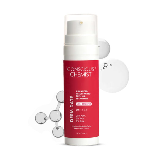 Skincare product with red label and white pump on a white background