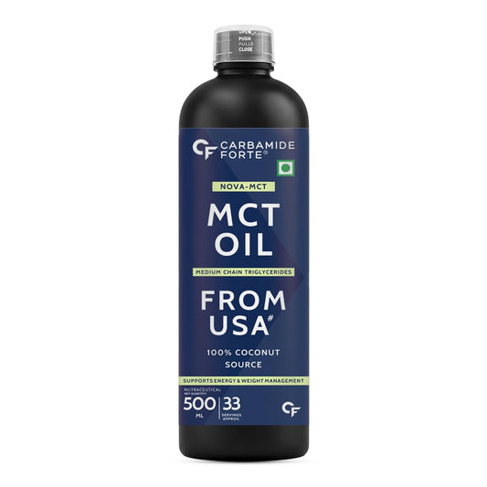 Carbamide Forte Pure MCT Oil C8 From USA | 100% Coconut Source | MCT Oil Keto & Paleo Friendly | Vegetarian – 500ml