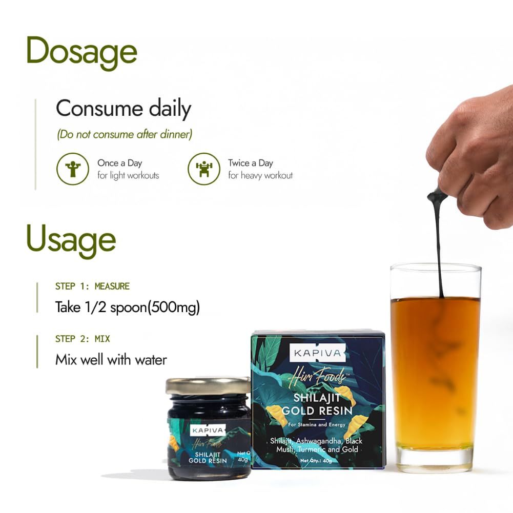 Kapiva Shilajit/Shilajeet Gold Resin - 40g | Super Saver Pack | 500mg/Serving | 80 Servings | Boost Muscle Growth & Stamina | Contains 24 Carat Gold | 100% Ayurvedic