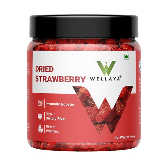 WELLAYA Premium Dried Strawberry | 100% Natural Dehydrated Strawberries | High In Vitamin C, Nutrients & Other Anti-oxidants | Healthy and Tasty Whole & Dried Strawberries