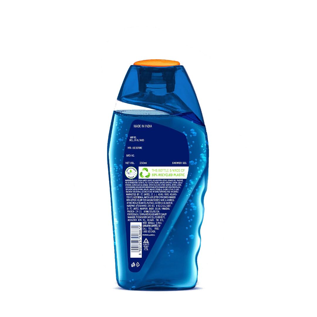 Fiama Men Refreshing Pulse Shower Gel, with skin conditioners & sea minerals for soft & refreshed skin, 250ml bottle