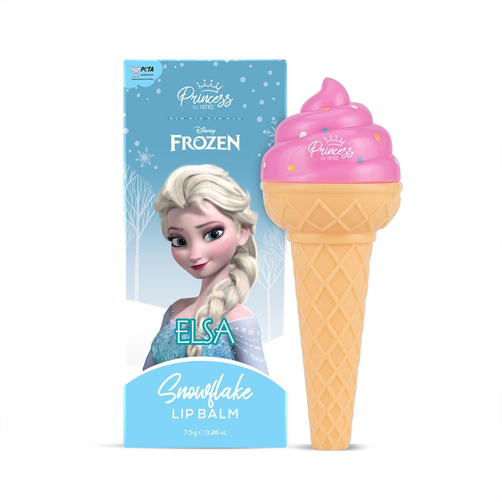 Princess by RENEE Disney Frozen Elsa Snowflake Lip Balm l Intense Moisture l Repairs Flaky & Cracked Lips l Enriched with Vitamin E, Shea & Cocoa Butter l Paraben Free l For Pre-Teen Girls l 7.5 g